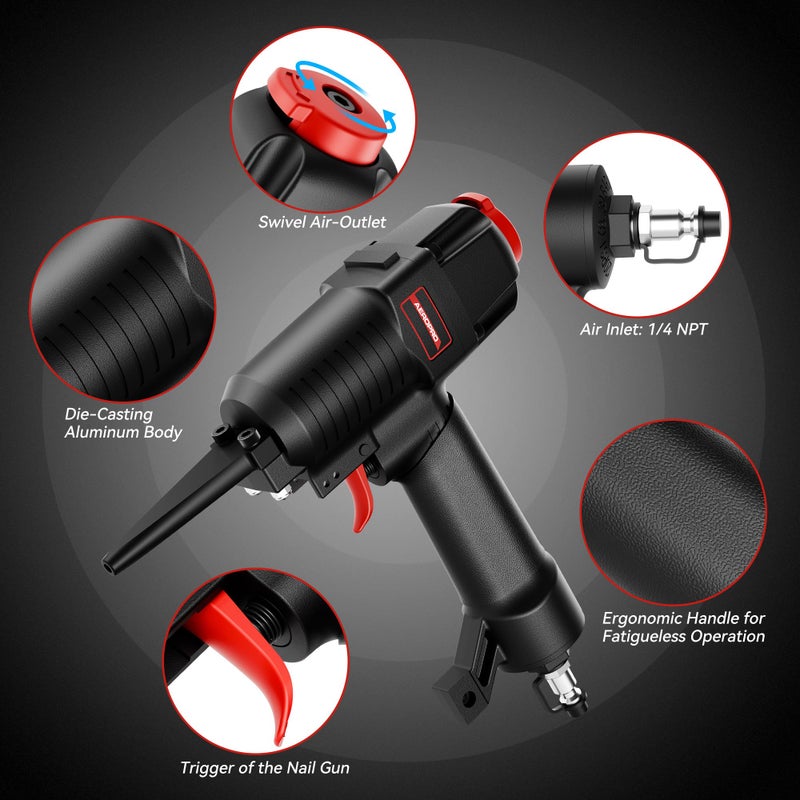 AeroPro 700V Professional Grade Heavy Duty Pneumatic Punch Nailer/Nail Remover with Extra Driver and Bumper, Long Nail Nose, 2-3/4â€ 6mm Diameter for 1-4 Inch Nails, 9-16 Gauge - Image 4
